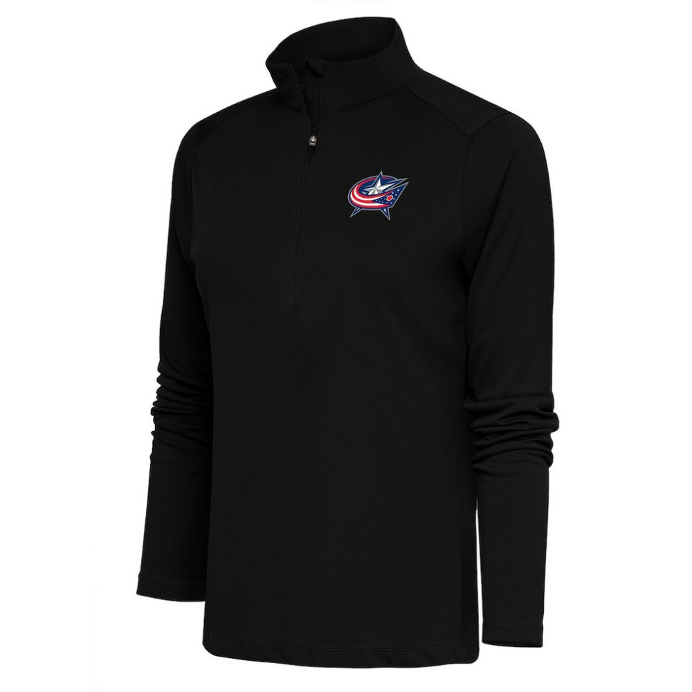 Columbus Blue Jackets Antigua Women's Special Edition 2.0 Tribute Quarter-Zip Pullover Top - Black | NHL Lifestyle