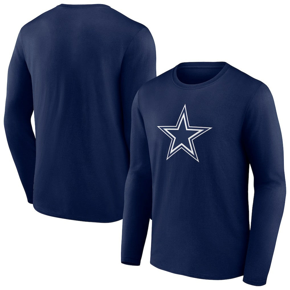 Dallas Cowboys Primary Logo Long T-Shirt - Navy - NFL
