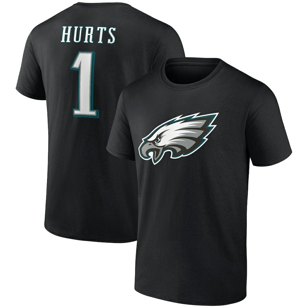 Jalen Hurts Philadelphia Eagles Icon Player Name & Number T-Shirt - Black - NFL