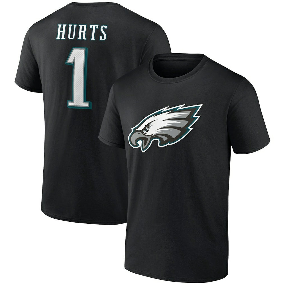 Jalen Hurts Philadelphia Eagles Icon Player Name & Number T-Shirt - Black - NFL