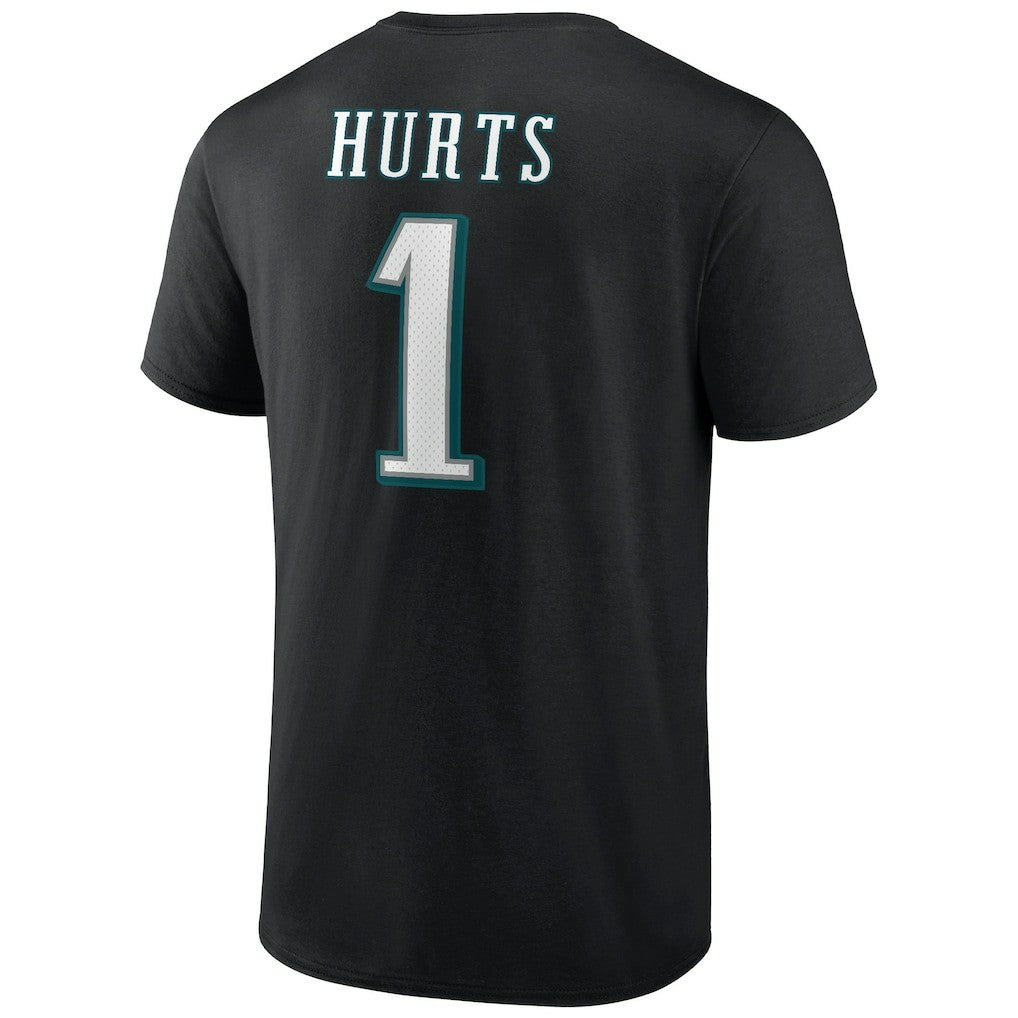 Jalen Hurts Philadelphia Eagles Icon Player Name & Number T-Shirt - Black - NFL