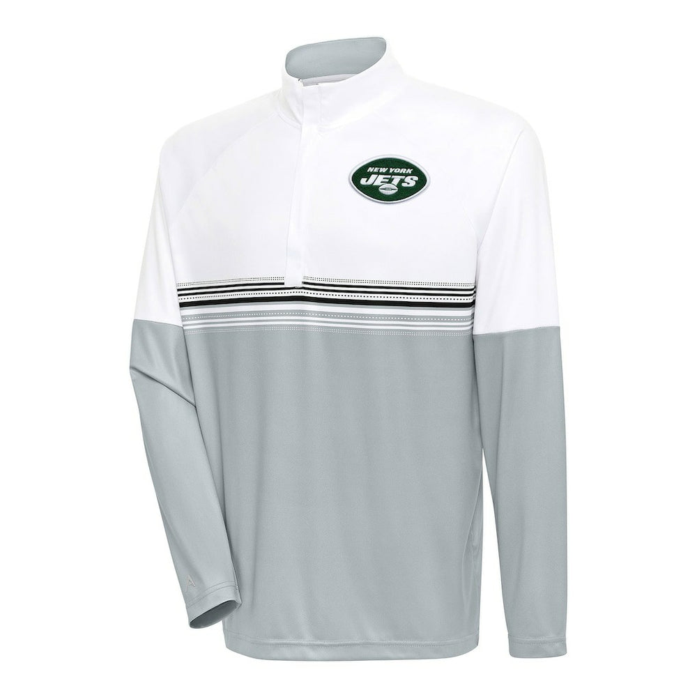 New York Jets Antigua Bender Quarter-Zip Pullover Top - White/Black - NFL