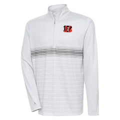 Cincinnati Bengals Antigua Bullseye Quarter-Zip Pullover Top - Heather Gray/Steel - NFL