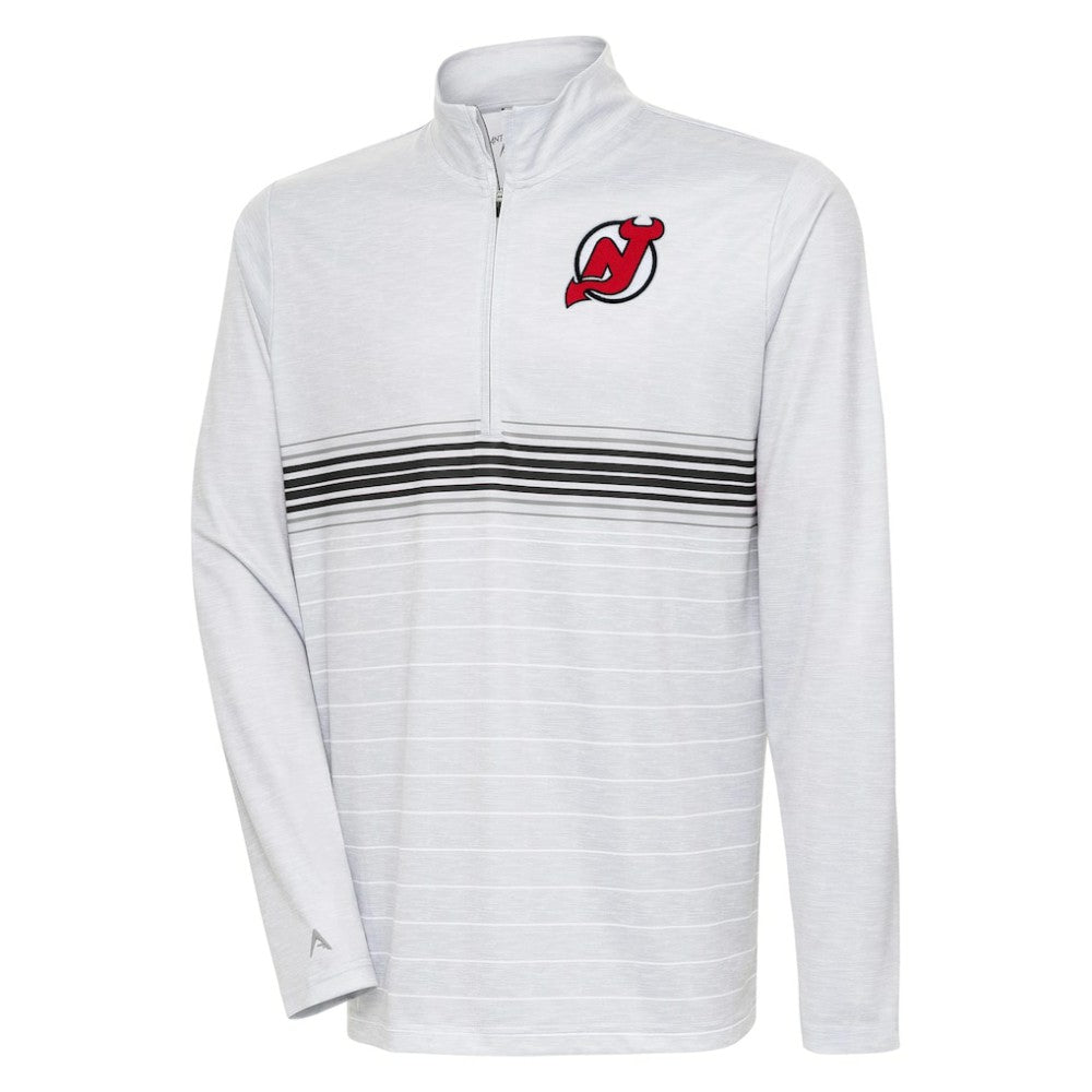 New Jersey Devils Antigua Bullseye Quarter-Zip Pullover Top - Heather Gray/Black | NHL discount