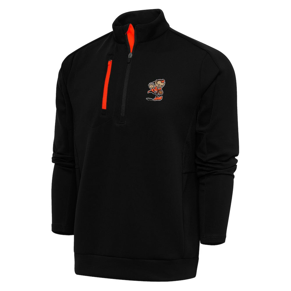 Cleveland Browns Antigua Team Logo Generation Quarter-Zip Pullover Jacket - Black - NFL