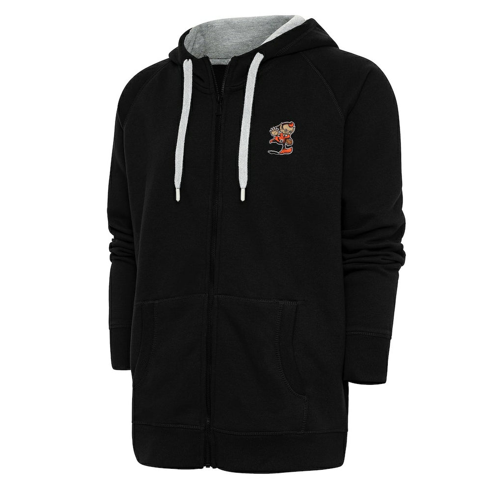 Cleveland Browns Antigua Team Logo Victory Full-Zip Hoodie - Black - NFL