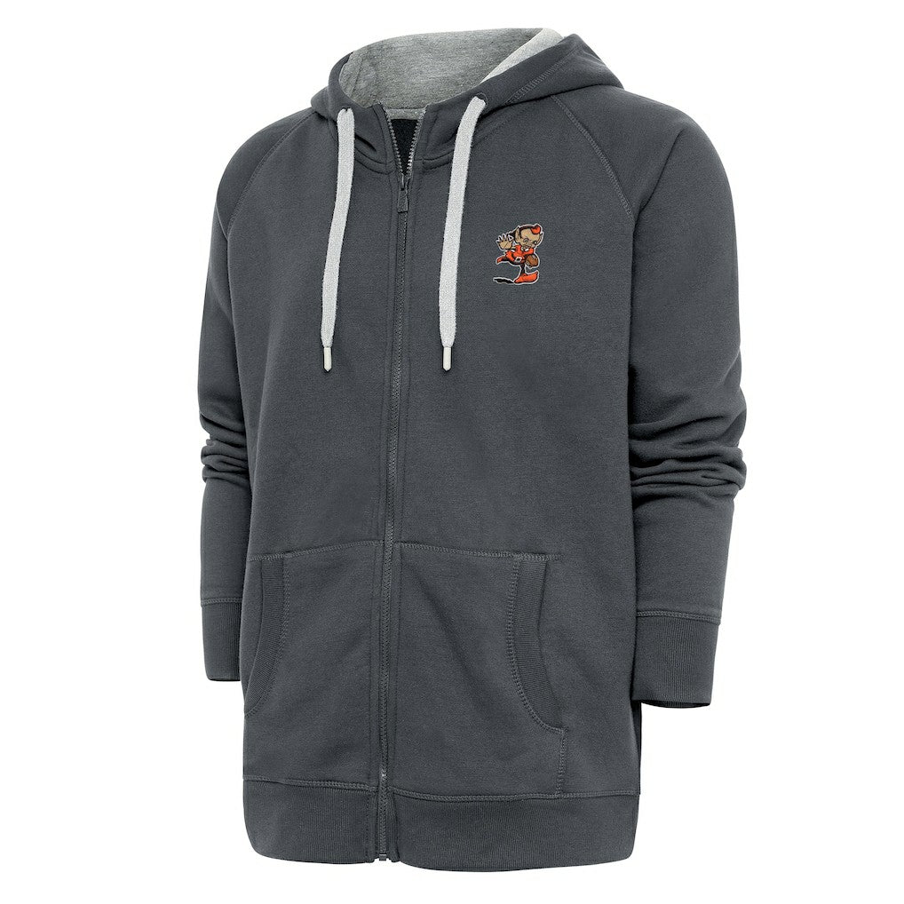 Cleveland Browns Antigua Team Logo Victory Full-Zip Hoodie - Charcoal - NFL