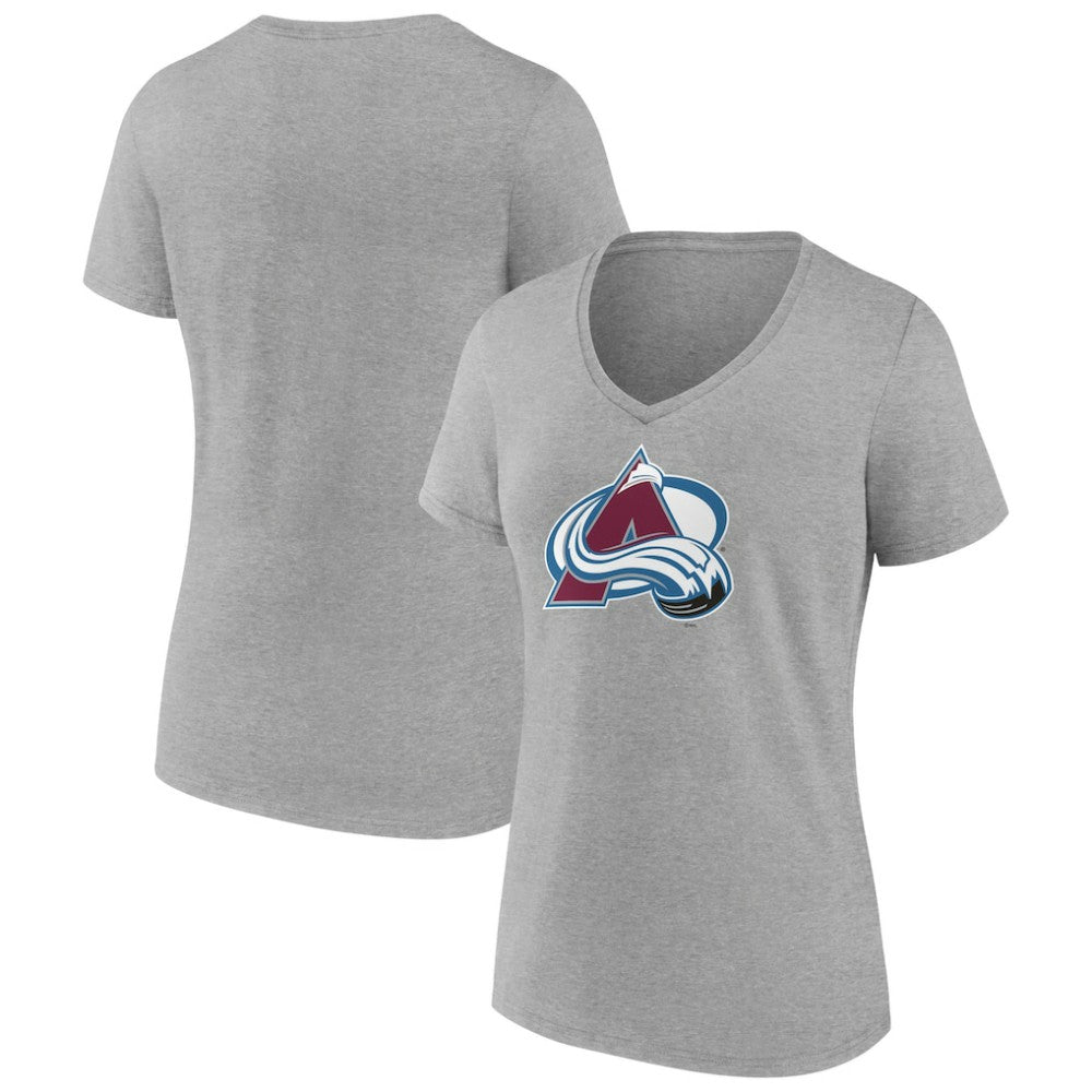 Colorado Avalanche Women's Primary Logo Team V-Neck T-Shirt - Heather Gray | NHL sale