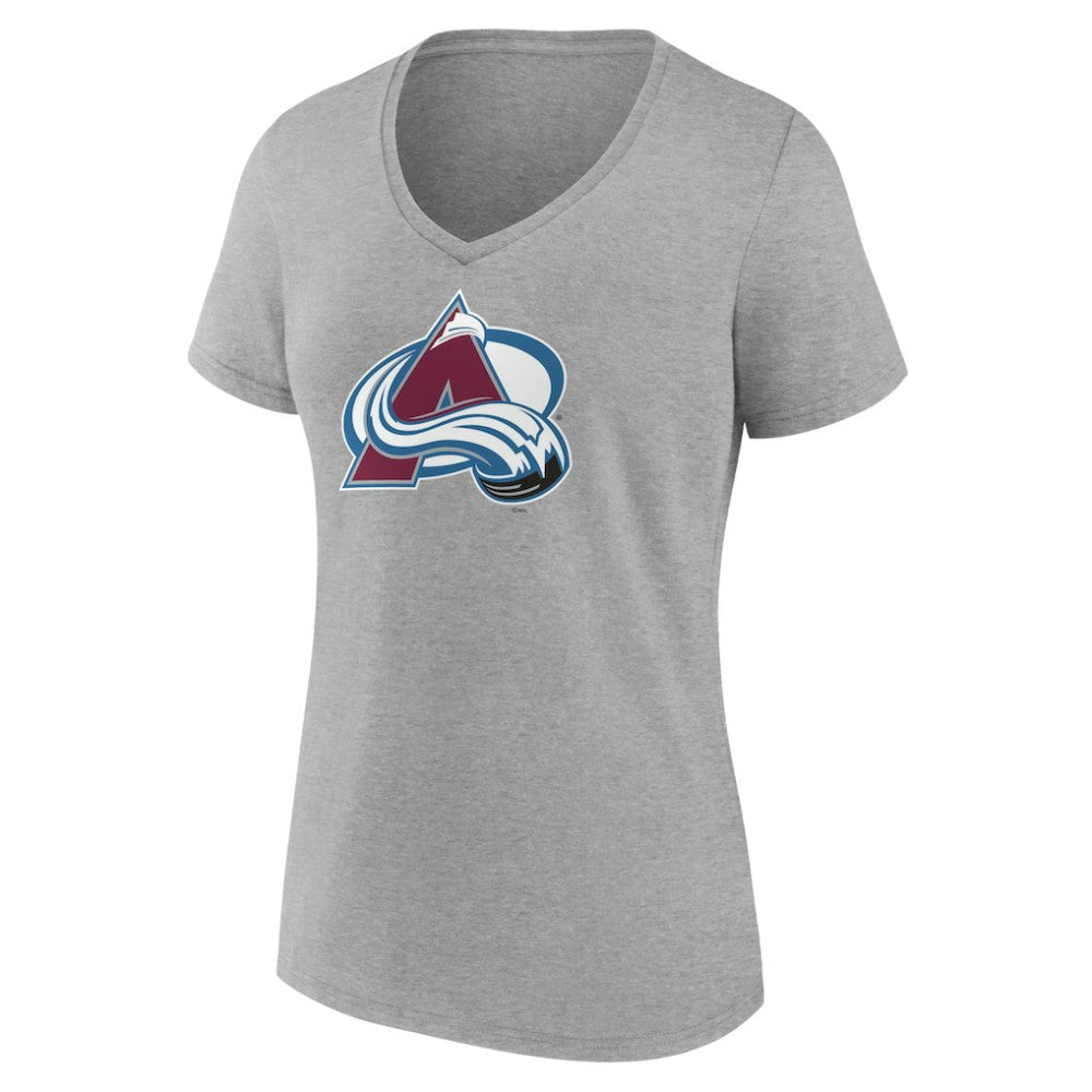 Colorado Avalanche Women's Primary Logo Team V-Neck T-Shirt - Heather Gray | NHL sale