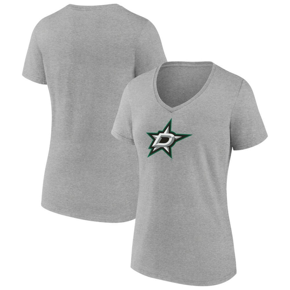 Dallas Stars Women's Primary Logo Team V-Neck T-Shirt - Heather Gray | NHL on sale