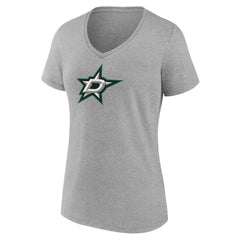 Dallas Stars Women's Primary Logo Team V-Neck T-Shirt - Heather Gray | NHL on sale