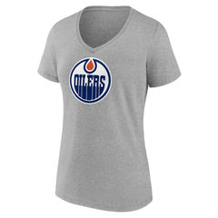 Edmonton Oilers Women's Primary Logo Team V-Neck T-Shirt - Heather Gray | NHL online