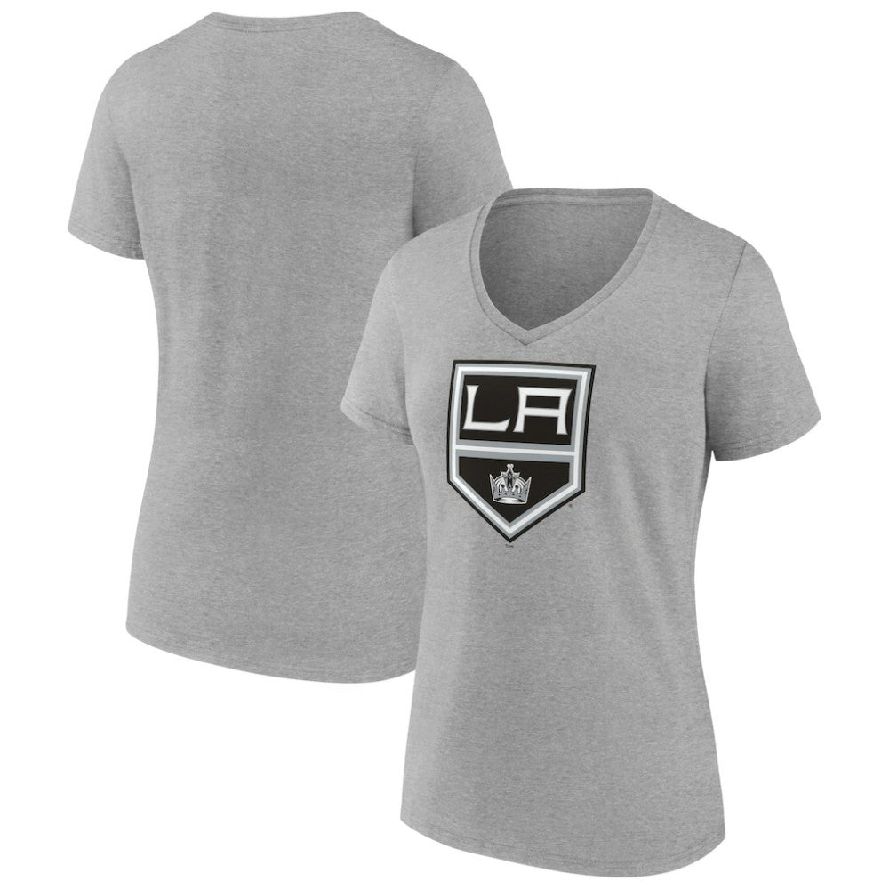Los Angeles Kings Women's Primary Logo Team V-Neck T-Shirt - Heather Gray | NHL near me