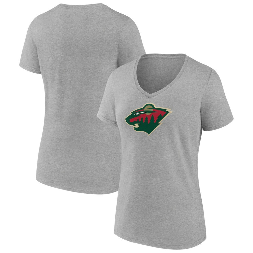 Minnesota Wild Women's Primary Logo Team V-Neck T-Shirt - Heather Gray | NHL discount
