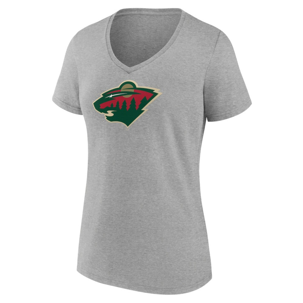 Minnesota Wild Women's Primary Logo Team V-Neck T-Shirt - Heather Gray | NHL discount