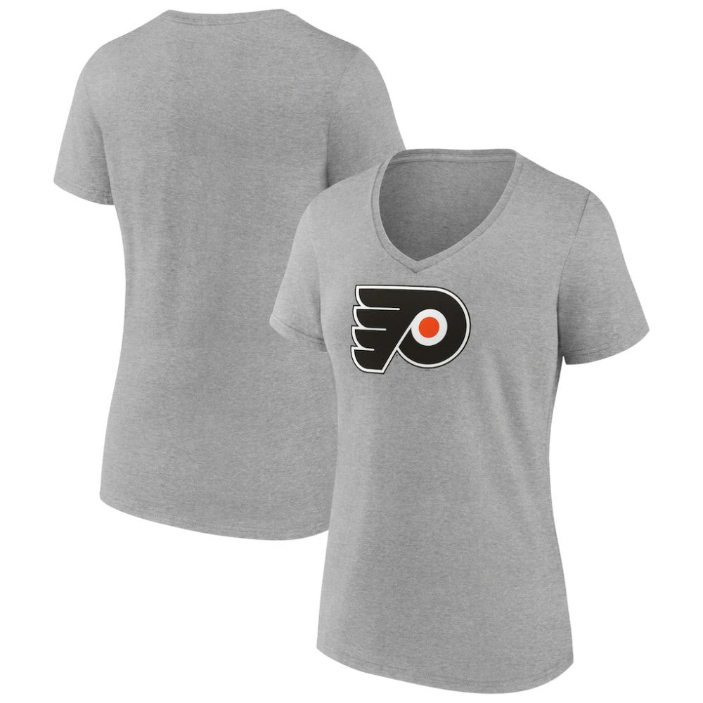 Philadelphia Flyers Women's Primary Logo Team V-Neck T-Shirt - Heather Gray | NHL near me