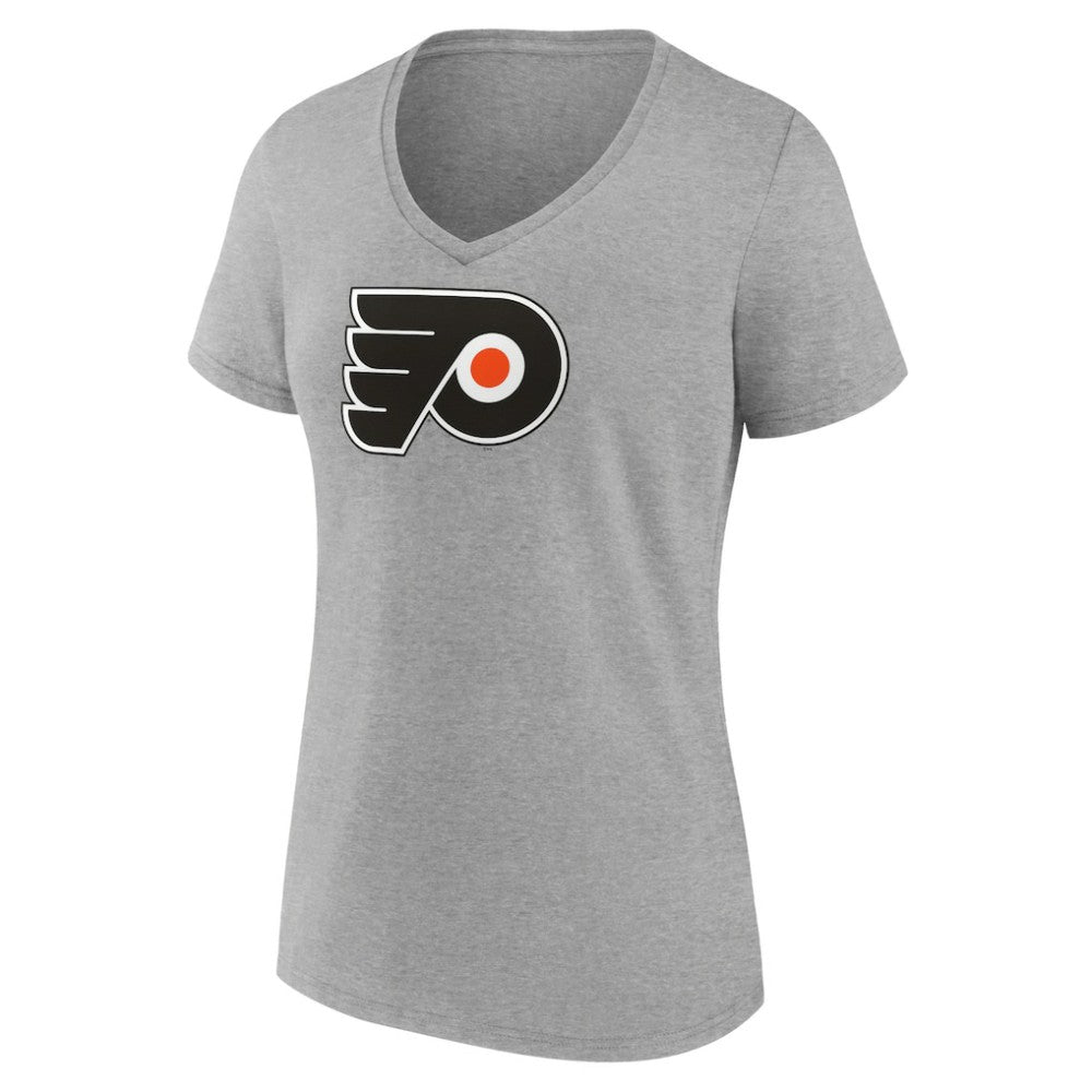 Philadelphia Flyers Women's Primary Logo Team V-Neck T-Shirt - Heather Gray | NHL near me
