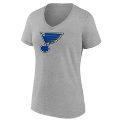 St. Louis Blues Women's Primary Logo Team V-Neck T-Shirt - Heather Gray | NHL discount