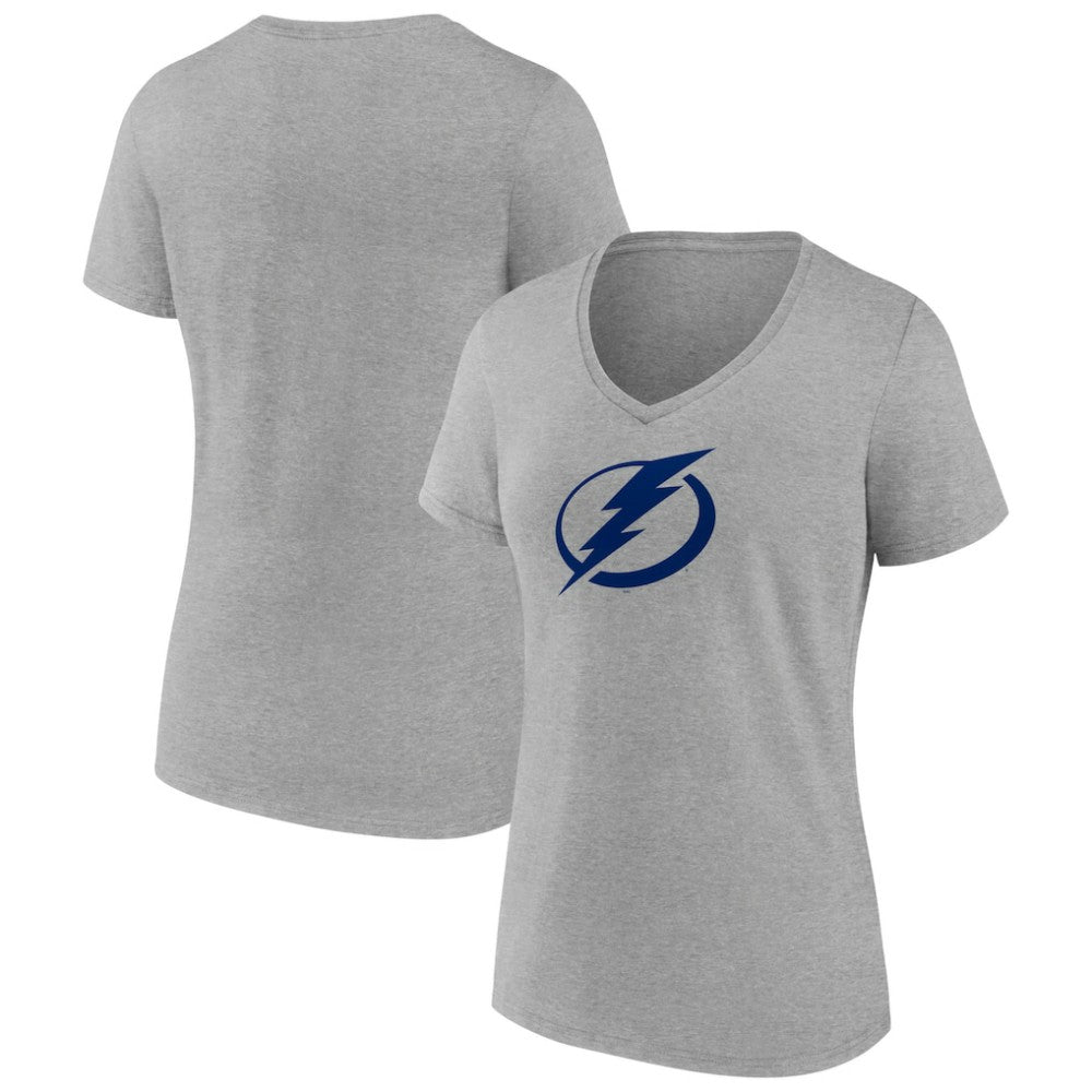 Tampa Bay Lightning Women's Primary Logo Team V-Neck T-Shirt - Heather Gray | NHL discount