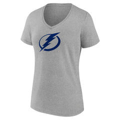 Tampa Bay Lightning Women's Primary Logo Team V-Neck T-Shirt - Heather Gray | NHL discount
