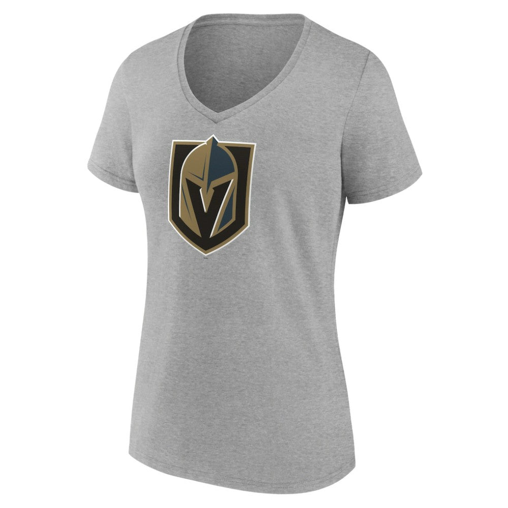 Vegas Golden Knights Women's Primary Logo Team V-Neck T-Shirt - Heather Gray | NHL Clearance
