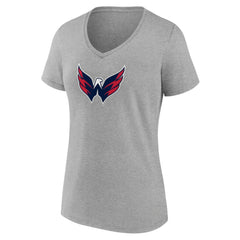 Washington Capitals Women's Primary Logo Team V-Neck T-Shirt - Heather Gray | NHL on sale