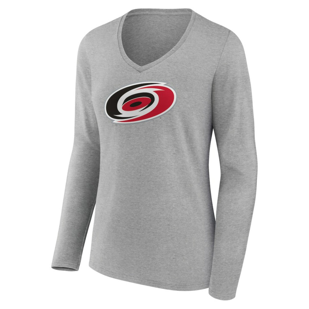 Carolina Hurricanes Women's Primary Logo Team Long Sleeve V-Neck T-Shirt - Heather Gray | NHL discount