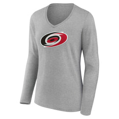 Carolina Hurricanes Women's Primary Logo Team Long Sleeve V-Neck T-Shirt - Heather Gray | NHL discount
