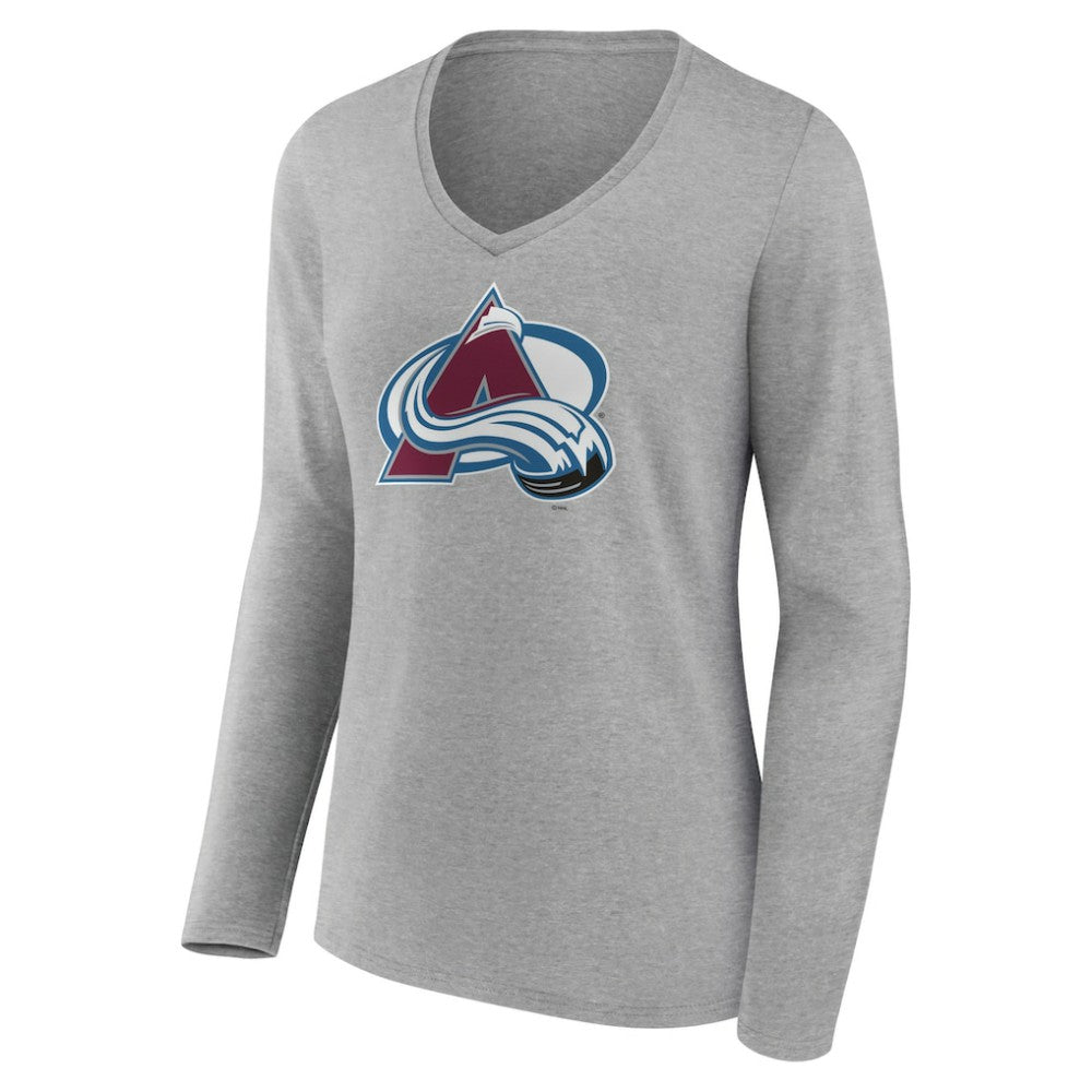 Colorado Avalanche Women's Primary Logo Team Long Sleeve V-Neck T-Shirt - Heather Gray | NHL sale