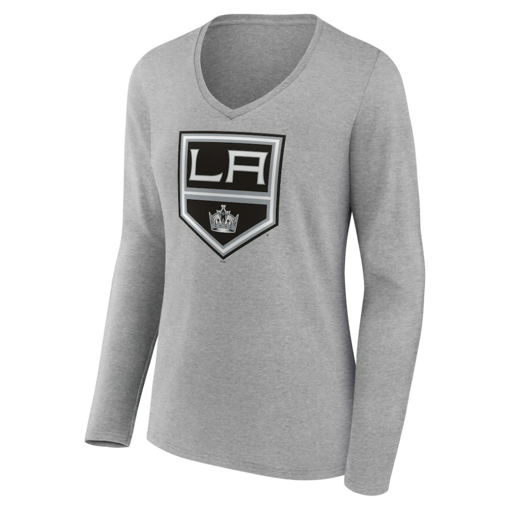 Los Angeles Kings Women's Primary Logo Team Long Sleeve V-Neck T-Shirt - Heather Gray | NHL online