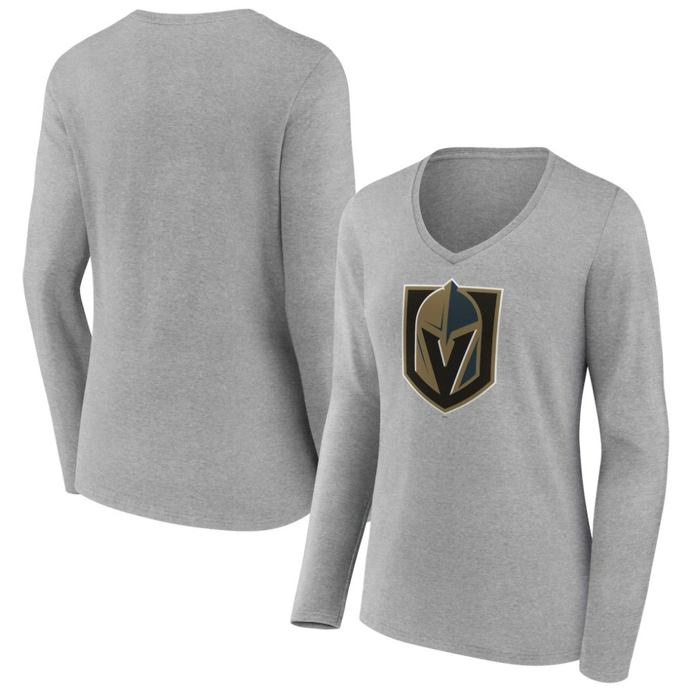 Vegas Golden Knights Women's Primary Logo Team Long Sleeve V-Neck T-Shirt - Heather Gray | NHL sale