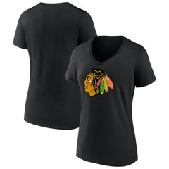Chicago Blackhawks Women's Team Primary Logo V-Neck T-Shirt - Black | NHL on sale