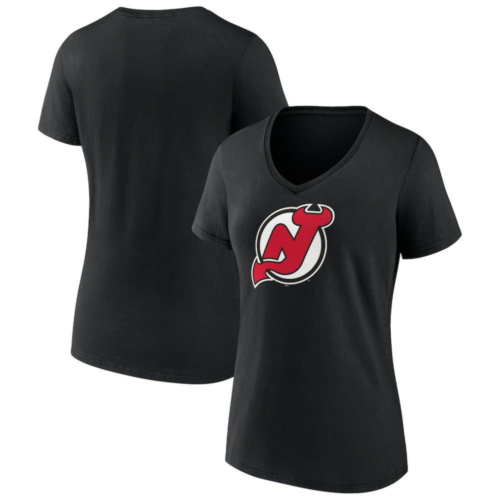 New Jersey Devils Women's Team Primary Logo V-Neck T-Shirt - Black | NHL near me