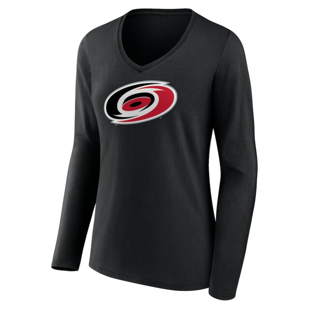 Carolina Hurricanes Women's Primary Team Logo Long Sleeve V-Neck T-Shirt - Black | NHL online
