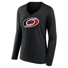 Carolina Hurricanes Women's Primary Team Logo Long Sleeve V-Neck T-Shirt - Black | NHL online