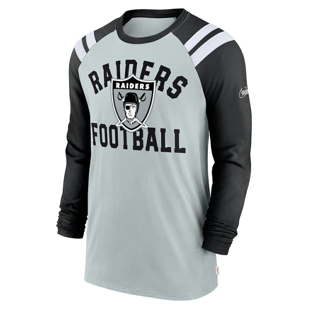 Las Vegas Raiders Classic Arc Raglan Tri-Blend Long Sleeve T-Shirt - Silver/Black - Nike