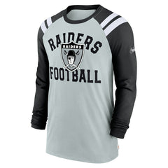 Las Vegas Raiders Classic Arc Raglan Tri-Blend Long Sleeve T-Shirt - Silver/Black - Nike