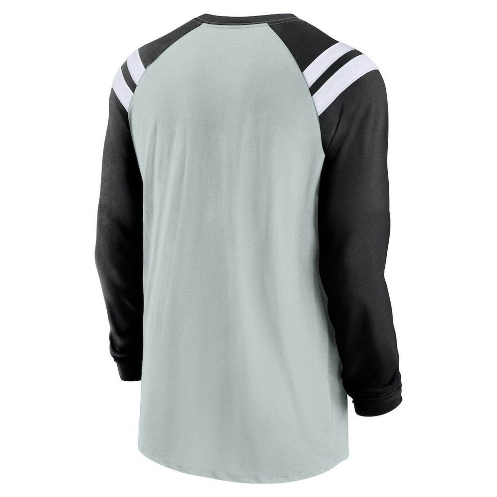 Las Vegas Raiders Classic Arc Raglan Tri-Blend Long Sleeve T-Shirt - Silver/Black - Nike