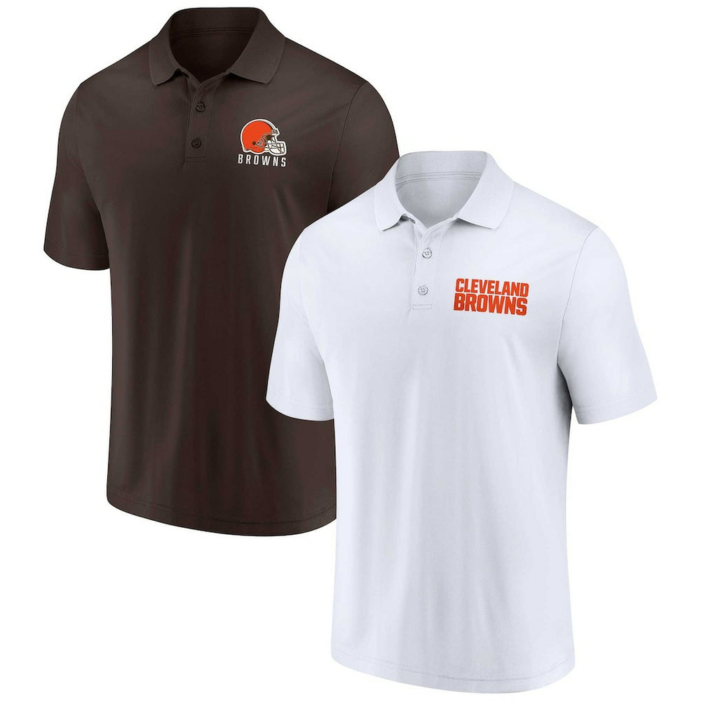 Cleveland Browns Lockup Two-Pack Polo Set - White/Brown - Fanatics