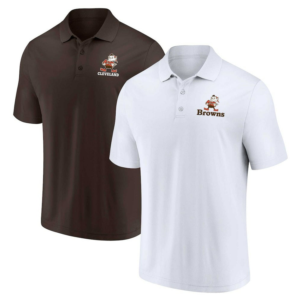 Cleveland Browns Throwback Two-Pack Polo Set - White/Brown - Fanatics
