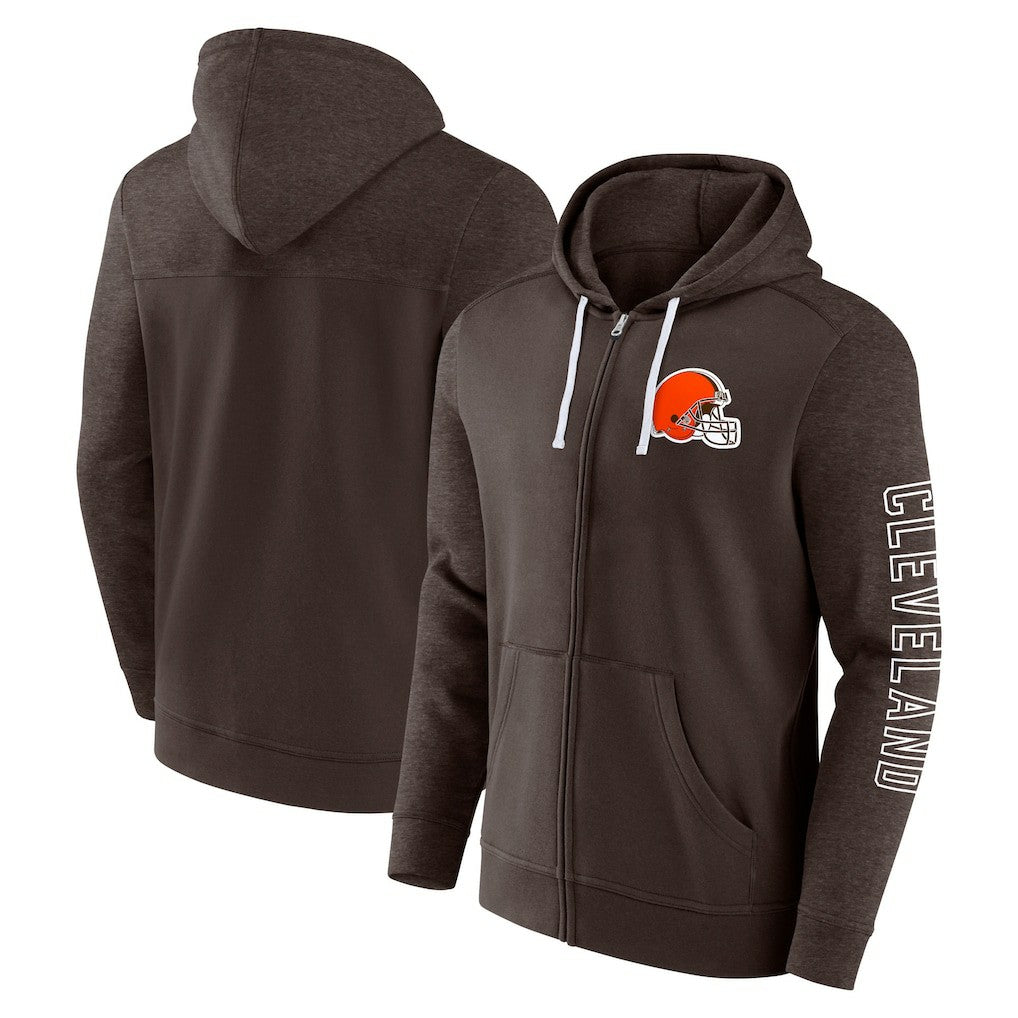 Cleveland Browns Offensive Lineup Hoodie Full-Zip Hoodie - Brown - Fanatics