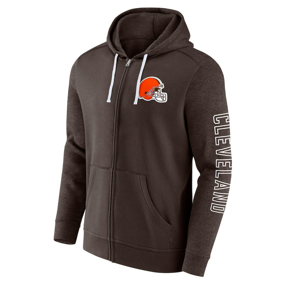 Cleveland Browns Offensive Lineup Hoodie Full-Zip Hoodie - Brown - Fanatics