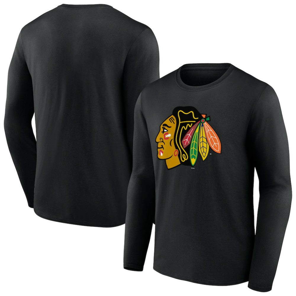 Chicago Blackhawks Primary Logo Team Long Sleeve T-Shirt - Black | NHL on sale