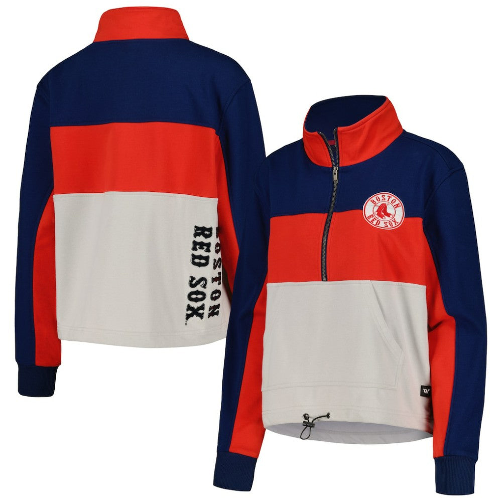 Boston Red Sox The Wild Collective Women's Color Block Half-Zip Jacket Online