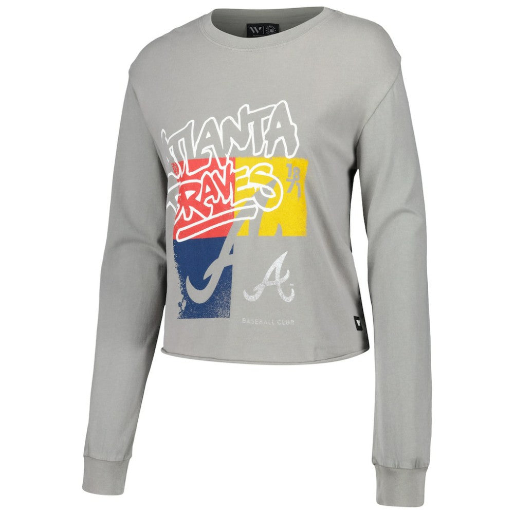Atlanta Braves The Wild Collective Women's Cropped Long Sleeve T-Shirt Discount