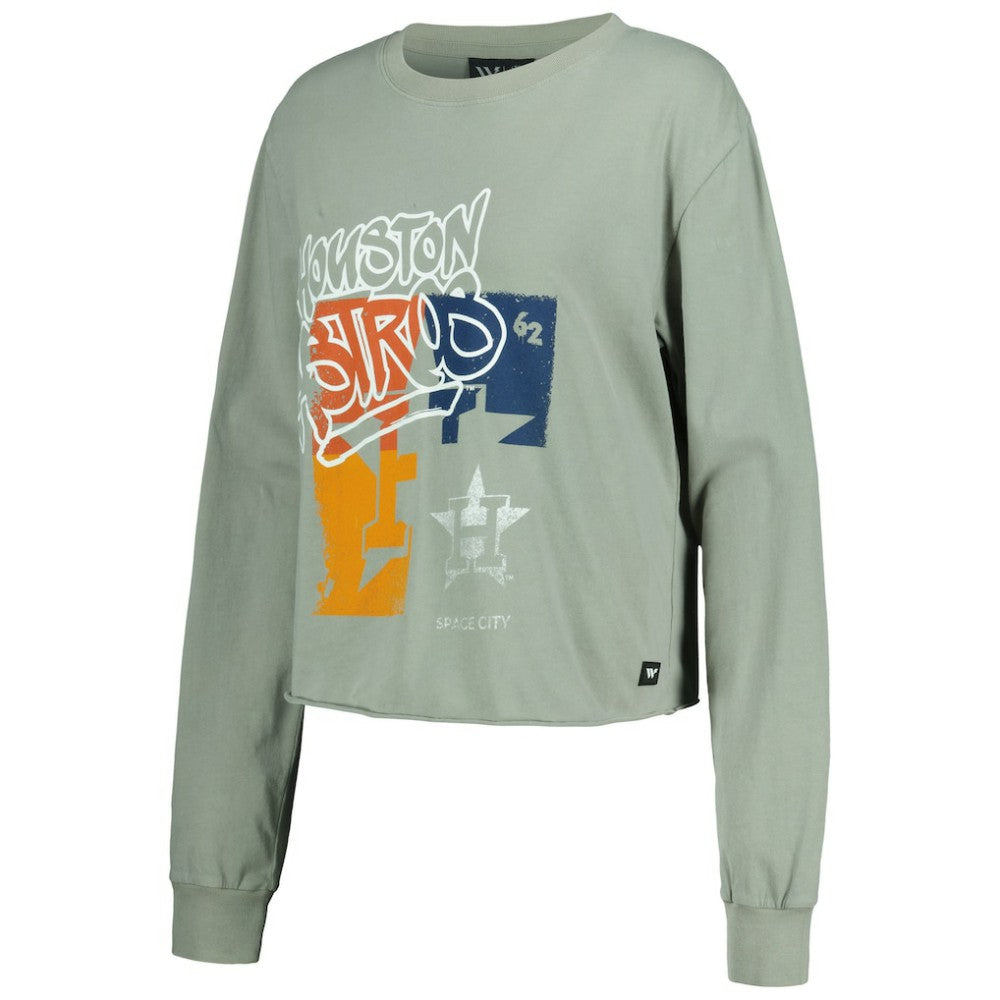 Houston Astros The Wild Collective Women's Cropped Long Sleeve T-Shirt Near Me