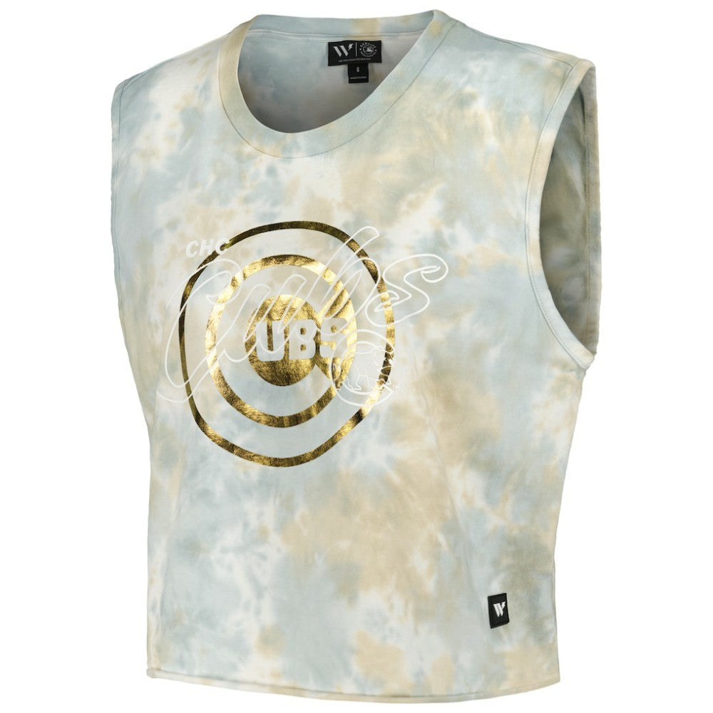 Chicago Cubs The Wild Collective Women's Washed Muscle Tank Top Sale