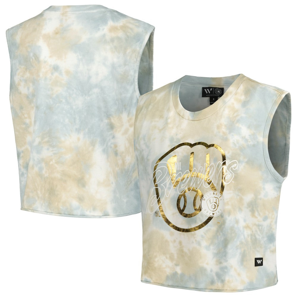 Milwaukee Brewers The Wild Collective Women's Washed Muscle Tank Top Online