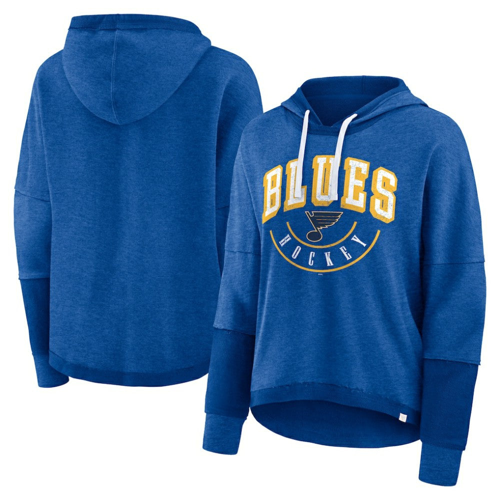 St. Louis Blues Fanatics Women's Lux Lounge Helmet Arch Pullover Hoodie - Heather Blue | Fanatics discount