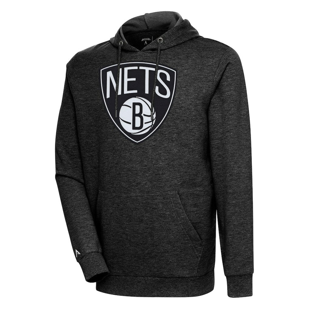 Brooklyn Nets Antigua Action Pullover Hoodie Heather Black
